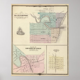 Poster Manitowoc, Sheboygan et Hilbert, WIS