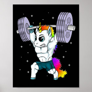 Poster Manly Unicorn Bodybuilding Muscle Drôle Entraîneme
