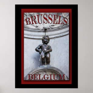 Poster Mannekin Pis in Brussels