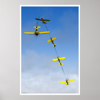 Poster Manoeuvre de Chandelle acrobatique avec avion jaun