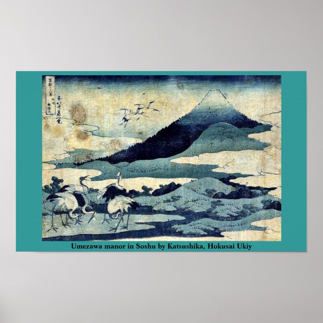 Poster Manoir d'Umezawa à Soshu par Katsushika, Hokusai U (Devant)