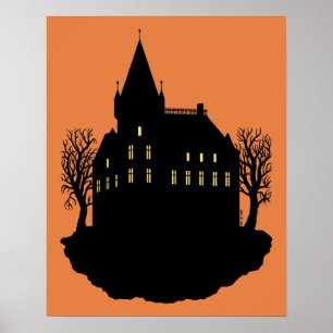 Poster Manoir sinistre en silhouette