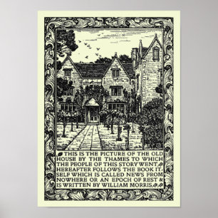 Poster Manoir vintage Kelmscott par William Morris