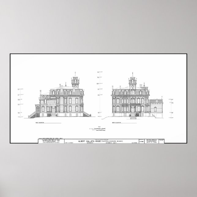 POSTER MANSION DU GOUVERNEUR DE CALIFORNIE BLUEPRINT (Devant)