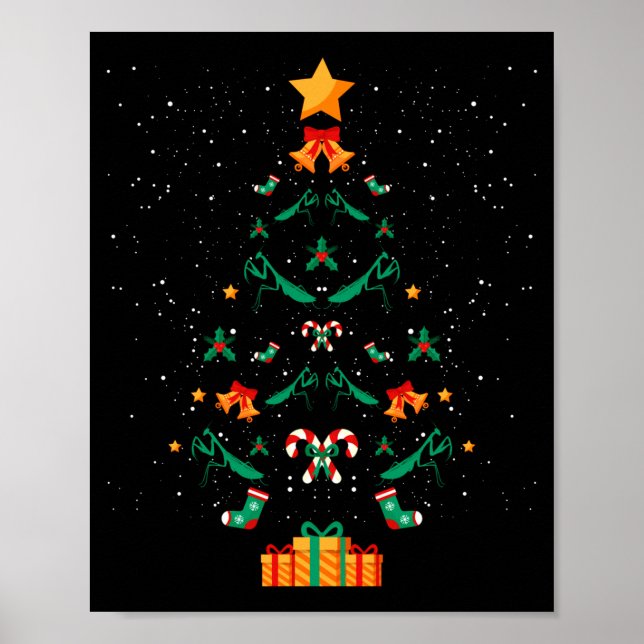 Poster Mantis Mante Religieuse Insecte Arbre de Noël Xmas (Devant)