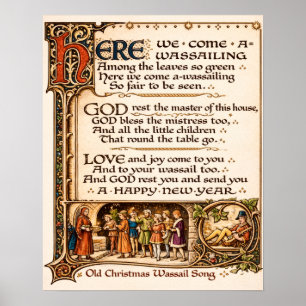 Poster Manuscrit enluminé de la chanson traditionnelle du