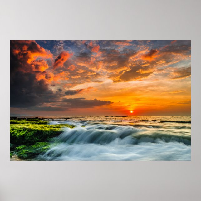 Poster Manyar Beach À Sunrise (Devant)