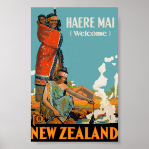 Poster Maori bienvenu de l'AMI de la Nouvelle Zélande