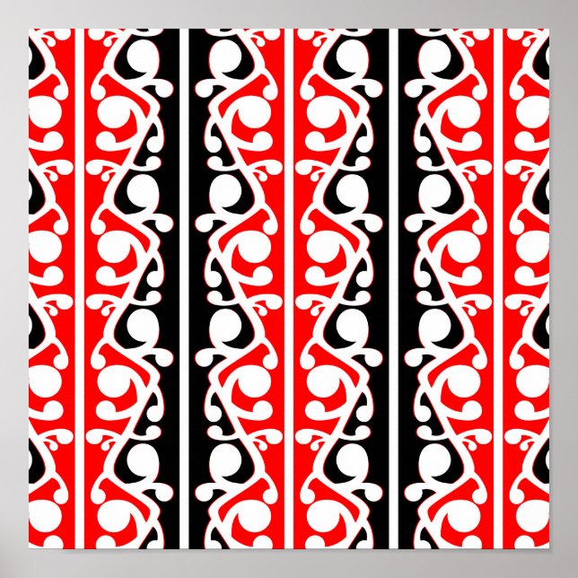 Poster Maori Kowhaiwhai Motif traditionnel (Devant)