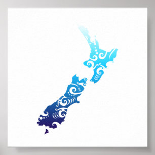 Poster Maori New Zealand Map Tribal Tattoo Gidea Idea