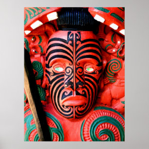 Poster Maori Warrior Carving, Nouvelle-Zélande