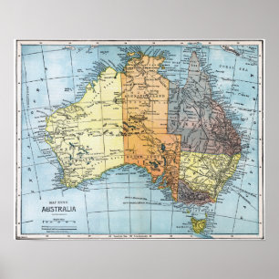 Poster MAP : AUSTRALIE, c1890