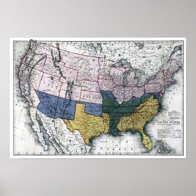 POSTER MAP : CIVIL WAR, 1864 (Devant)