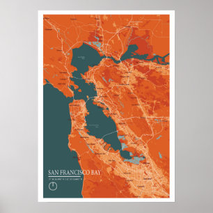 Poster Map de San Francisco Bay