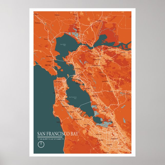 Poster Map de San Francisco Bay (Devant)