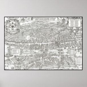 Poster MAP de ZURICH c. 1576