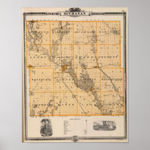 Poster Map of Buchanan County, State of Iowa