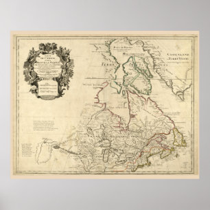 Poster Map of Canada (circa 1718)