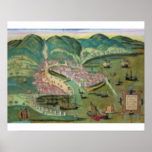 Poster Map of Chios, from 'Civitates Orbis Terrarum' by G