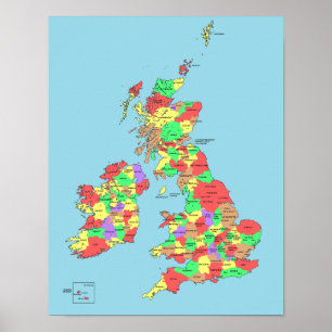 Poster - Map of Counties in Great Britain
