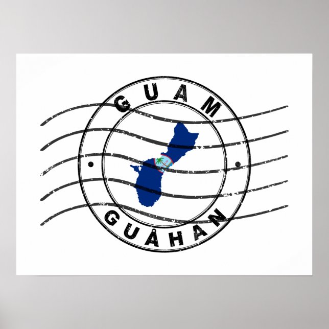 Poster Map of Guam, Postal Passport Stamp (Devant)