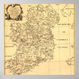 Poster Map of Ireland, Families of Irish and English