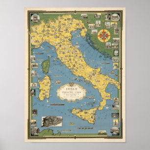 Poster Map of Italy with Vatican