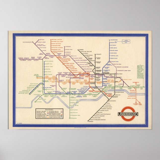 Poster Map of London's Underground Railways (Devant)