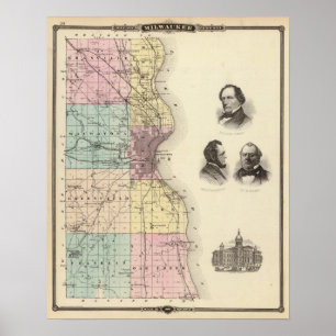 Poster Map of Milwaukee County, State of Wisconsin
