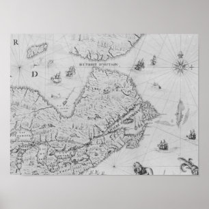Poster Map of New France or Canada