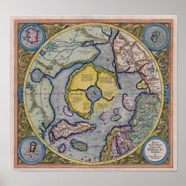 Poster Map of North Pole / Hyperborea (Devant)