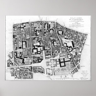 Poster Map of Sainte-Genevieve area, Paris, 1756