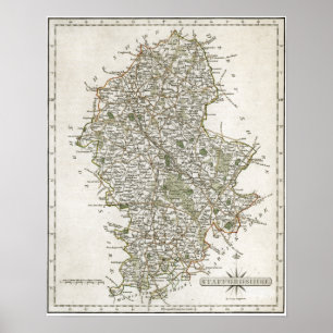 POSTER MAP OF STAFFORDSHIRE 1793