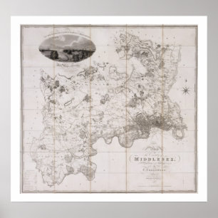 Poster Map of the County of Middlesex, published 1819 (pr
