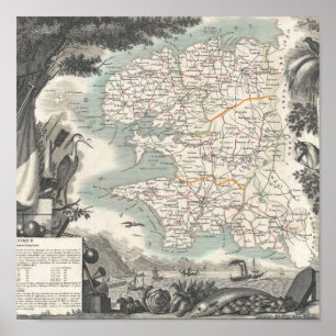 Poster Map of the French Department of Finistere