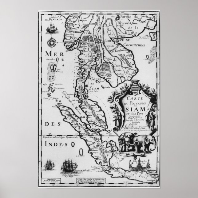 Poster Map of the Kingdom of Siam (Devant)