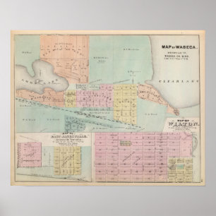 Poster Map of Waseca, Minnesota