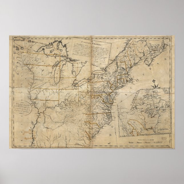 POSTER MAP : USA, 1783 (Devant)