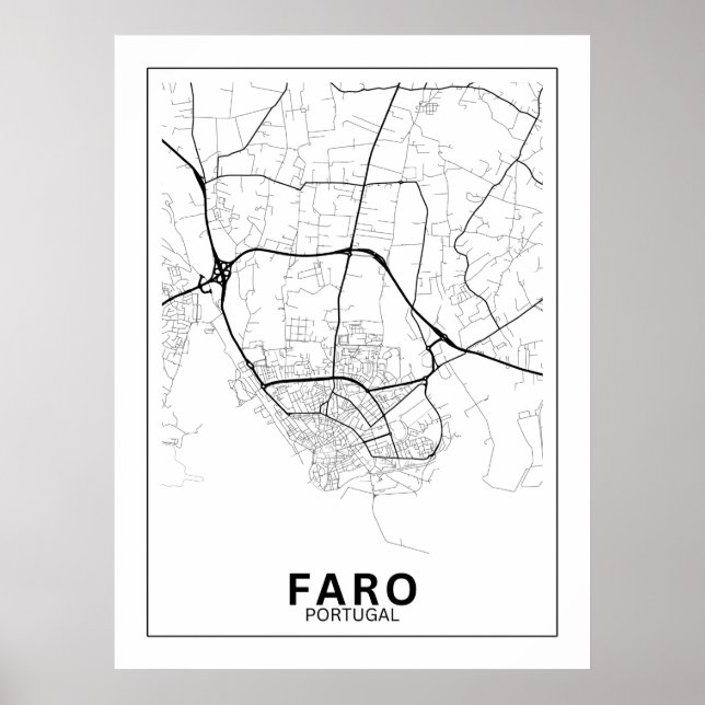 Poster Mapa Da Cidade Faro Estilo Linha Clássico (Devant)