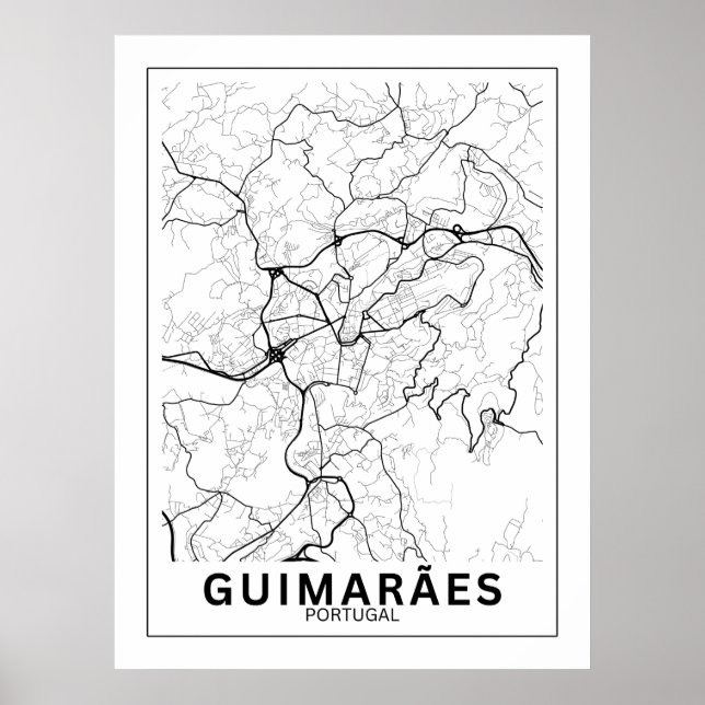 Poster Mapa Da Cidade Guimarães Estilo Linha Clássico (Devant)