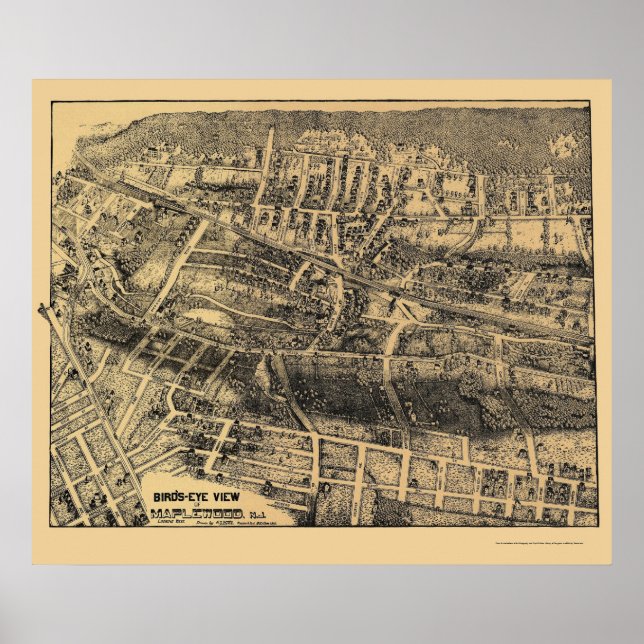 Poster Maplewood, NJ Panoramic Map - 1910 (Devant)