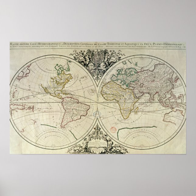 Poster Mappamonde géohydrographique (Devant)
