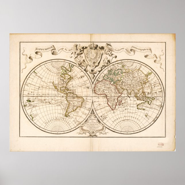 Poster Mappemonde a l'usage du roy (Carte du Monde de 172 (Devant)