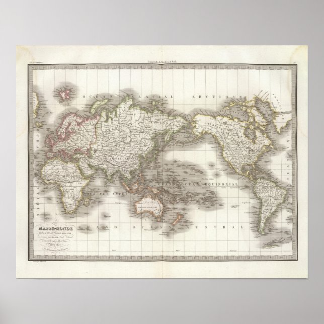 Poster Mappemonde - Carte du monde (Devant)