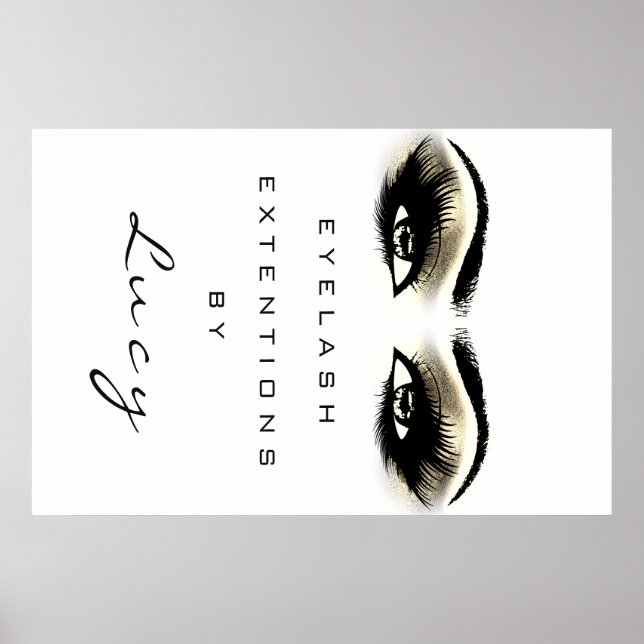 Poster Maquillage Artiste Beauté Salon Lashes Gold Eyes B (Devant)