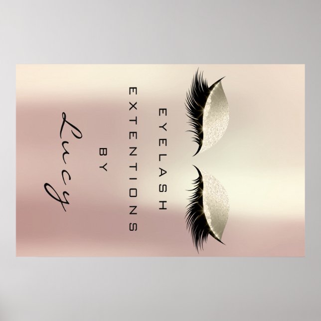 Poster Maquillage Artiste Beauté Salon Lashes Yeux Rose O (Devant)