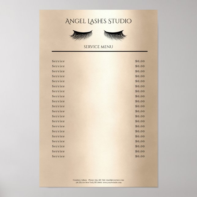 Poster Maquillage Artiste Eyelash Extensions Preisliste (Devant)