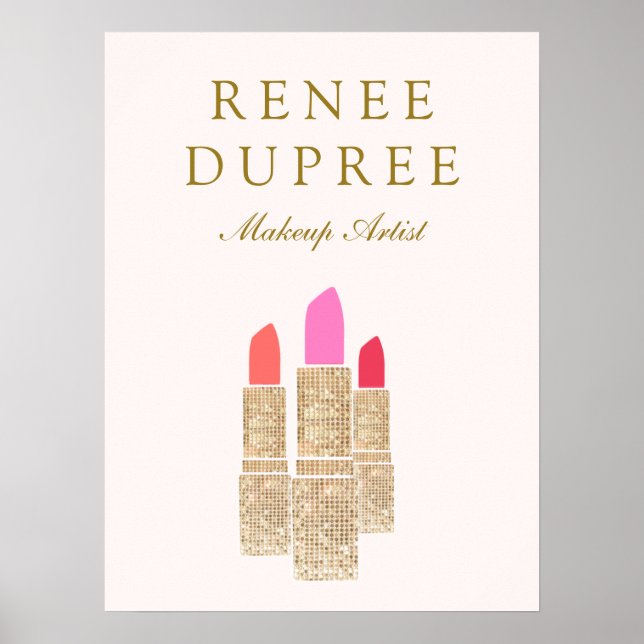 Poster Maquillage Artiste Gold Lipstick Bokeh Beauté (Devant)