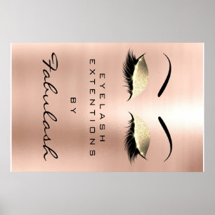 Poster Maquillage Beauté Salon Nom Gold Glam Pink Eyebrow