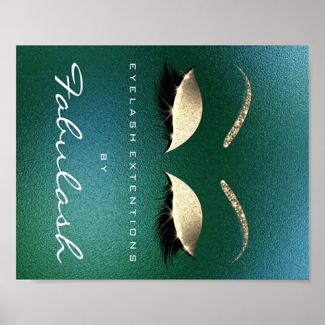 Poster Maquillage Beauté Salon Nom Gold Lashes Tropical (Devant)